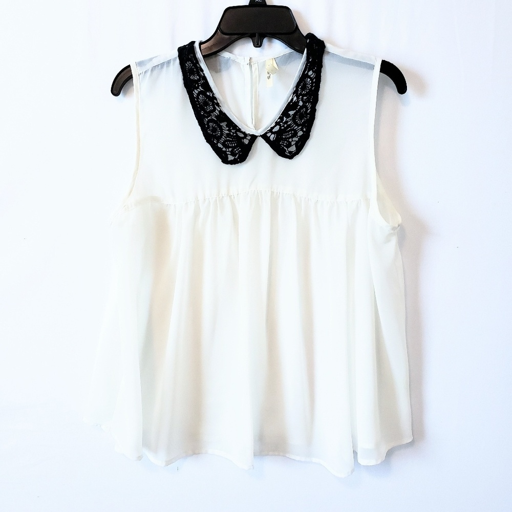 TRUTH NYC White Sheer Sleeveless Flowy Blouse